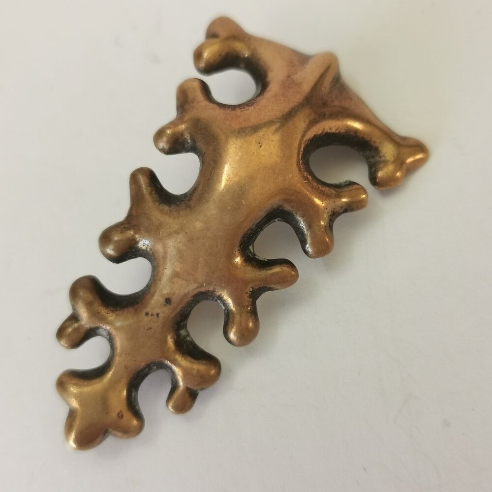 Vintage Kalevala Koru Bronze Oak Leaf Brooch Finland Nordic Scandinavian Jewelry
